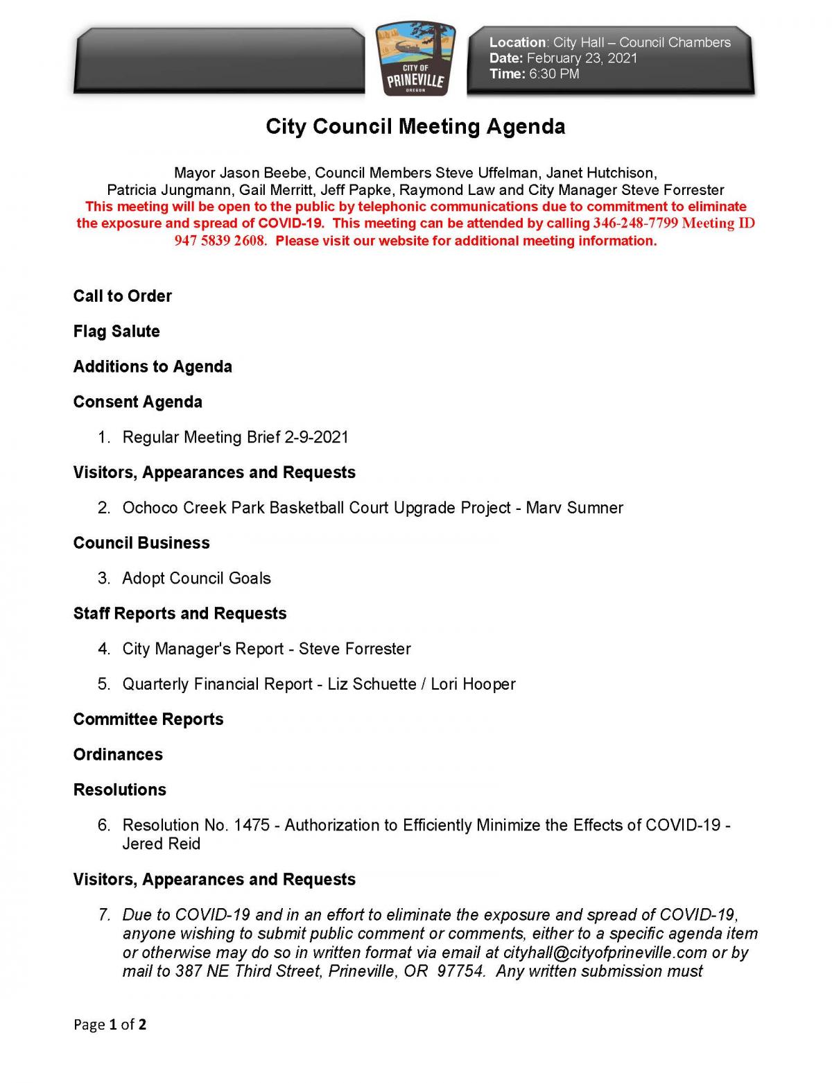 Council Agenda pg 1