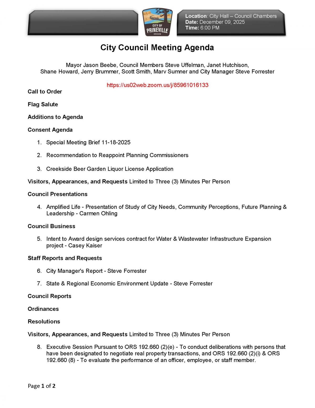 Council Agenda - Page 1