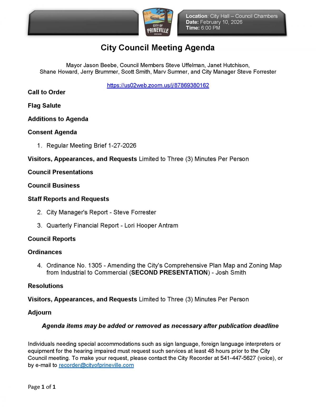 Council Agenda 2-10-2026