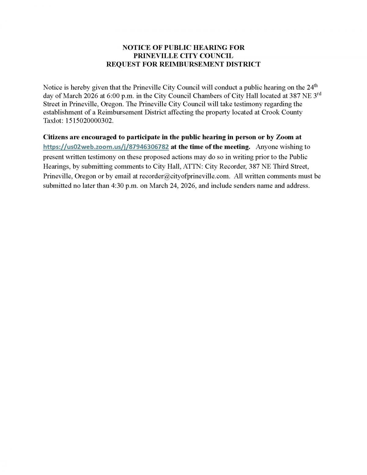 Public Hearing Notice