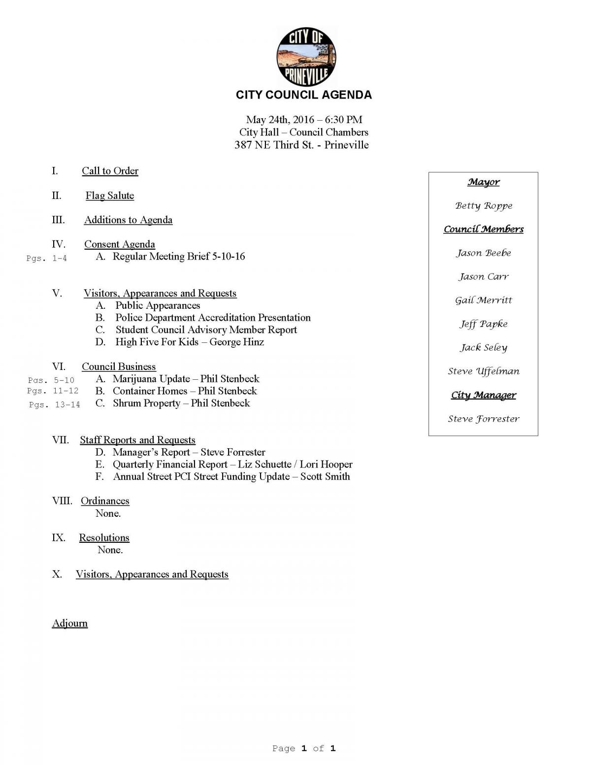 Council Agenda 5-24-16