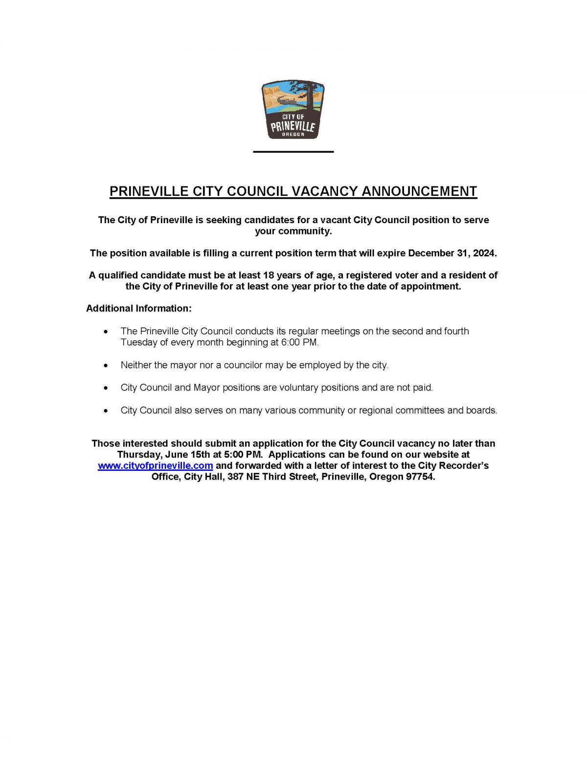 Council Vacancy Announcement 2023